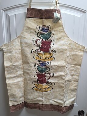 Ritz Kitchen Coffee Stack Apron in Cream, Red, Green, Yellow, Purple